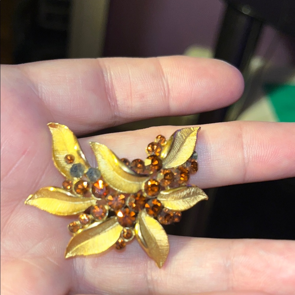 Real High Grade Gold Vintage Rhinestone Brooch- Antique- made by my grandfather.